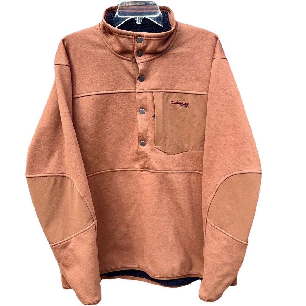 Sitka Gear Front Range Snap Fleece Pullover Men Sz XL Rust Sherpa Lined Hunting